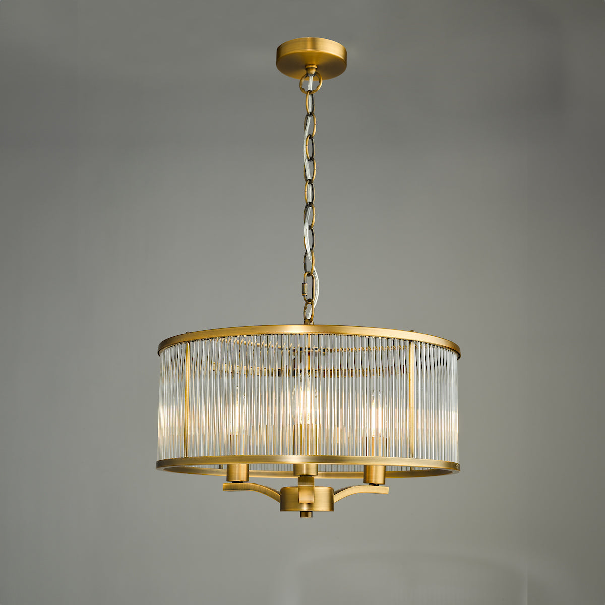 Evelyn 3 Light Pendant Antique Bronze and Glass