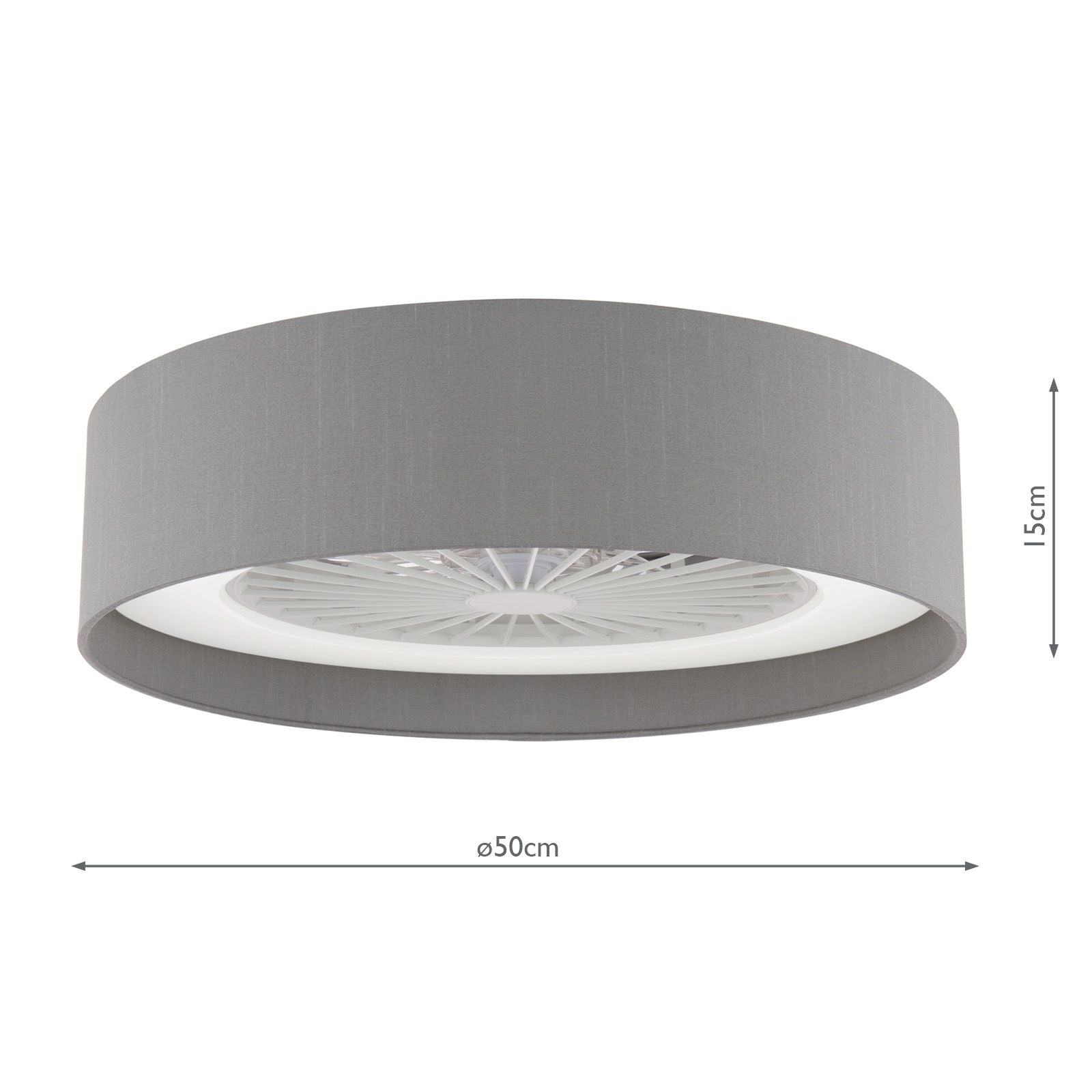 Fan Flush White and Grey With Shade LED