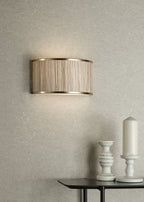 Fenella 2 Light Wall Light Gold Leaf and Seagrass