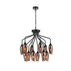 Taper 12 light with Copper Glass