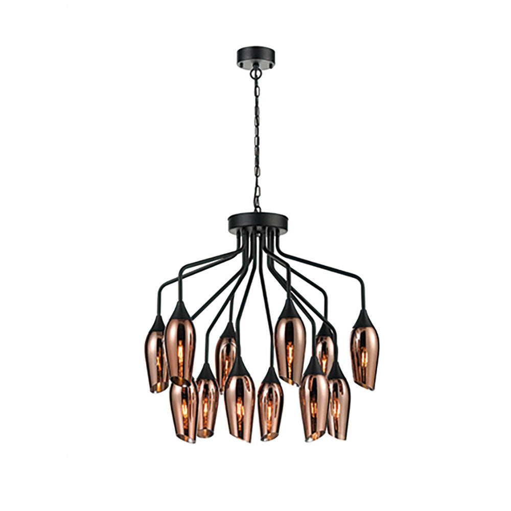 Taper 12 light with Copper Glass