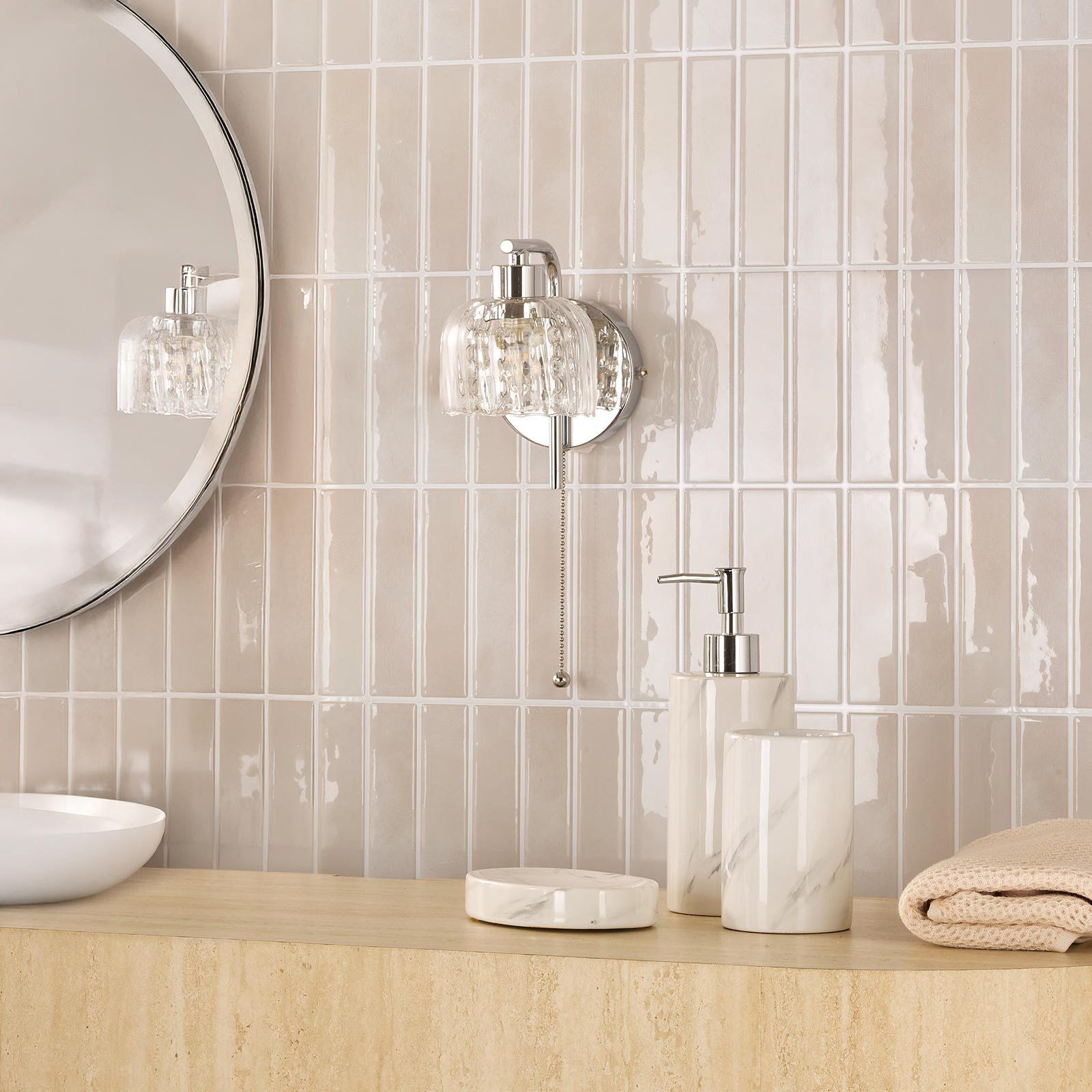 Forseti Bathroom Wall Light Polished Chrome and Glass IP44