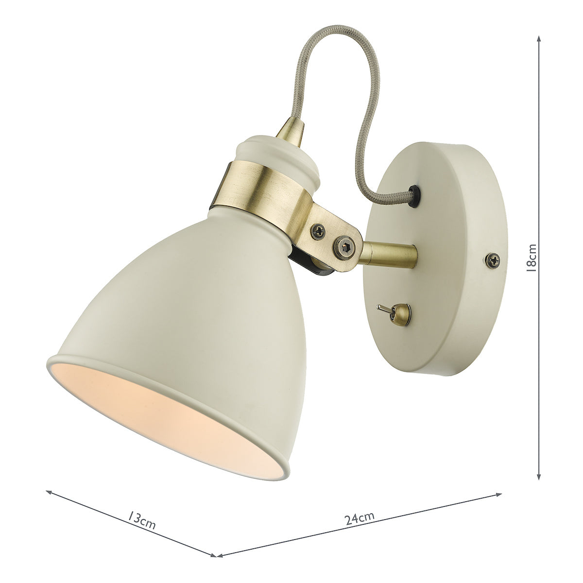Frederick Single Wall Spotlight Cream Antique Brass