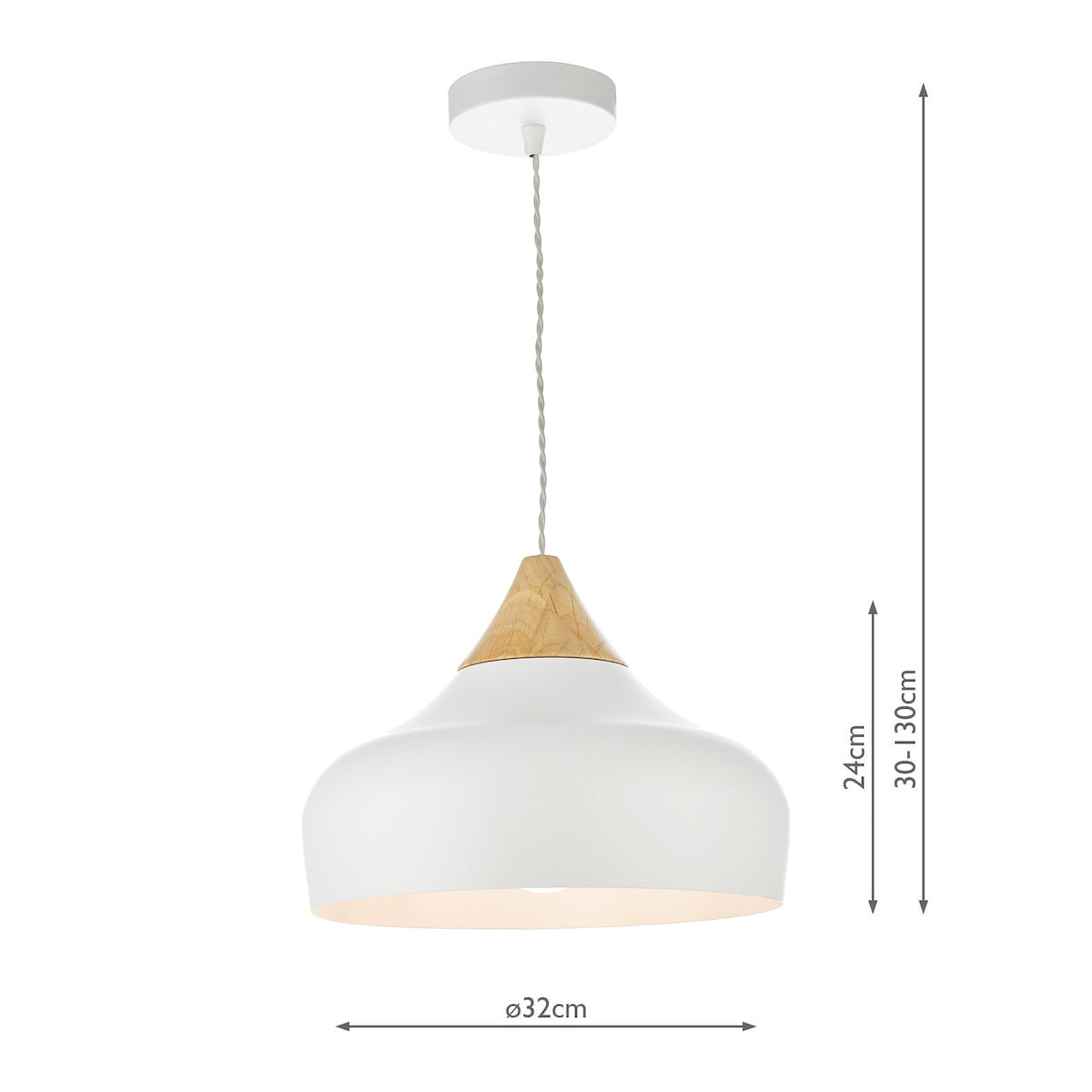 Gaucho 1 Light Pendant White