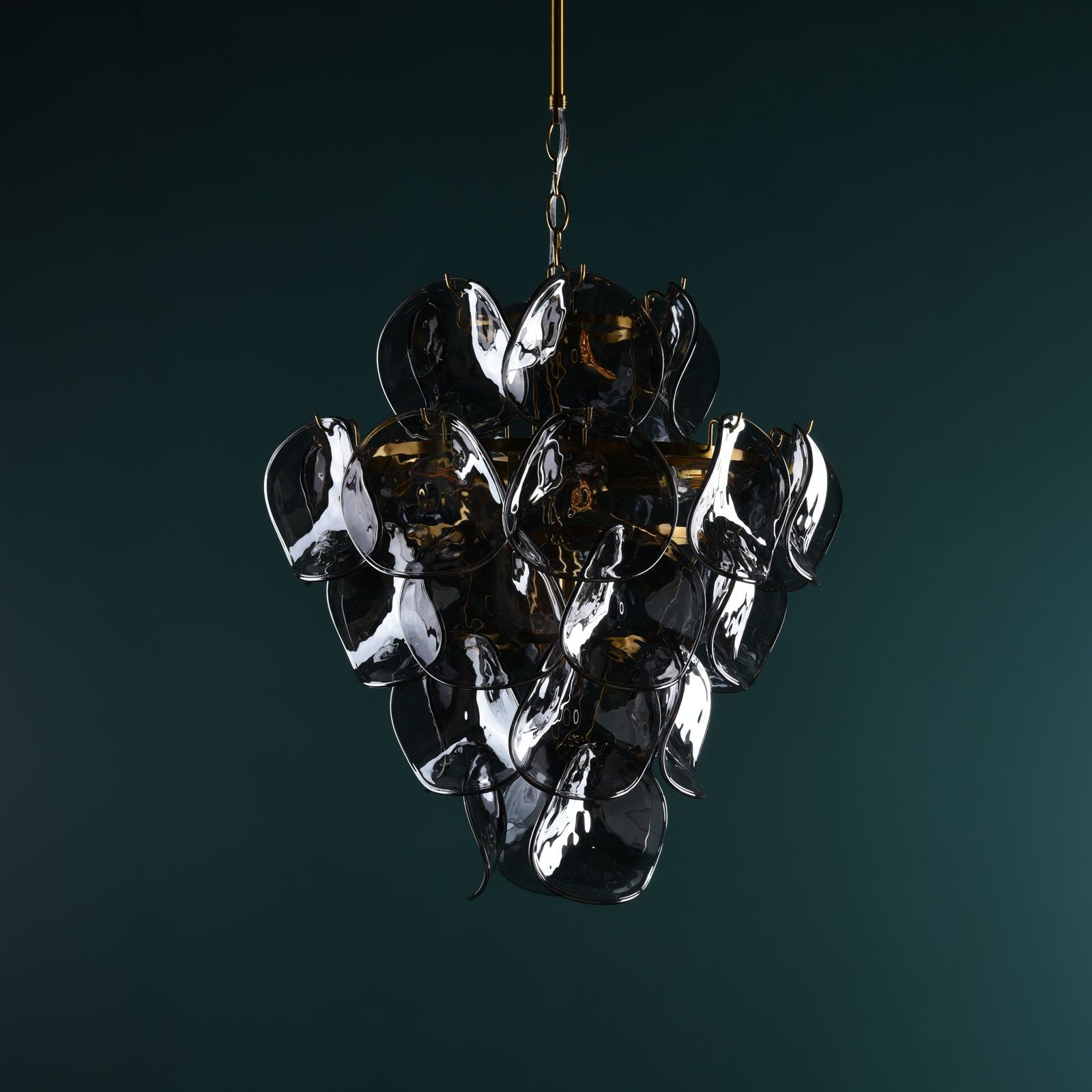 Genoa 8 Light Pendant Natural Brass and Smoked Glass