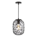 Gethin Pendant Matt Black Glass and Black Confetti Glass