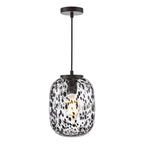 Gethin Pendant Matt Black Glass and Black Confetti Glass