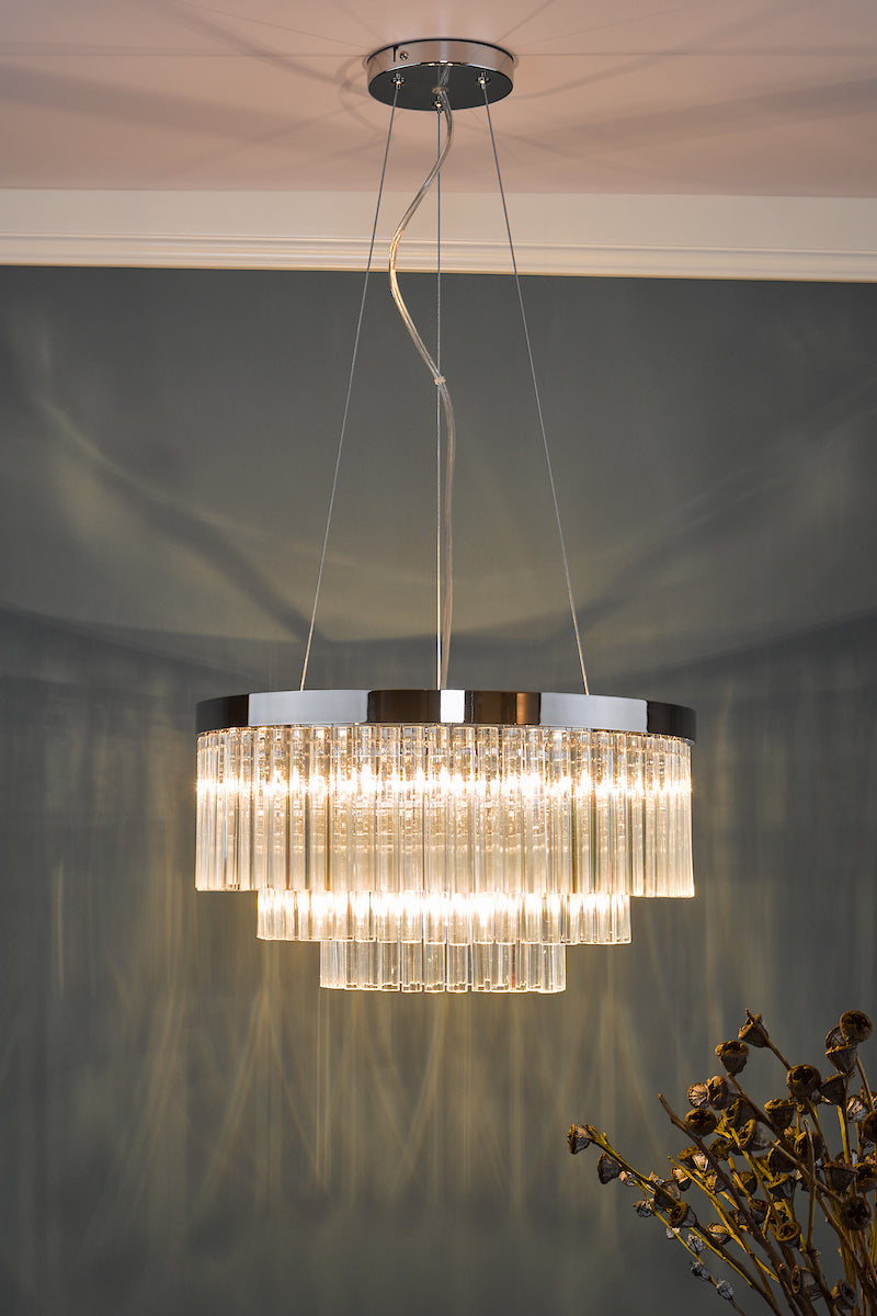 Giovana 5 Light Pendant Polished Chrome Clear Glass