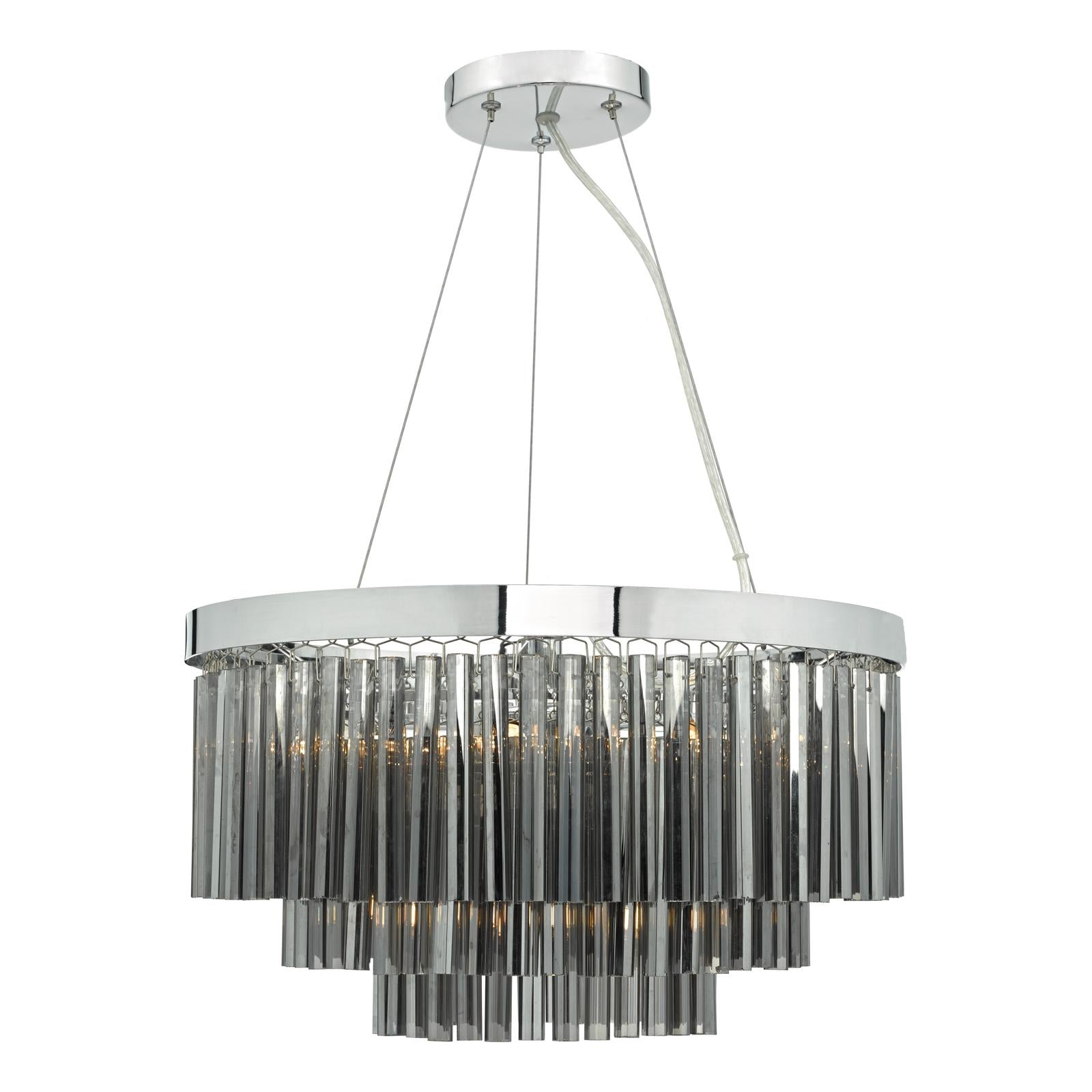 Giovana 5 Light Pendant Polished Chrome & Smoked Glass