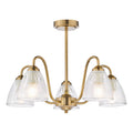 Glynis 5 Light Semi-Flush Brushed Bronze and Ribbed Glass
