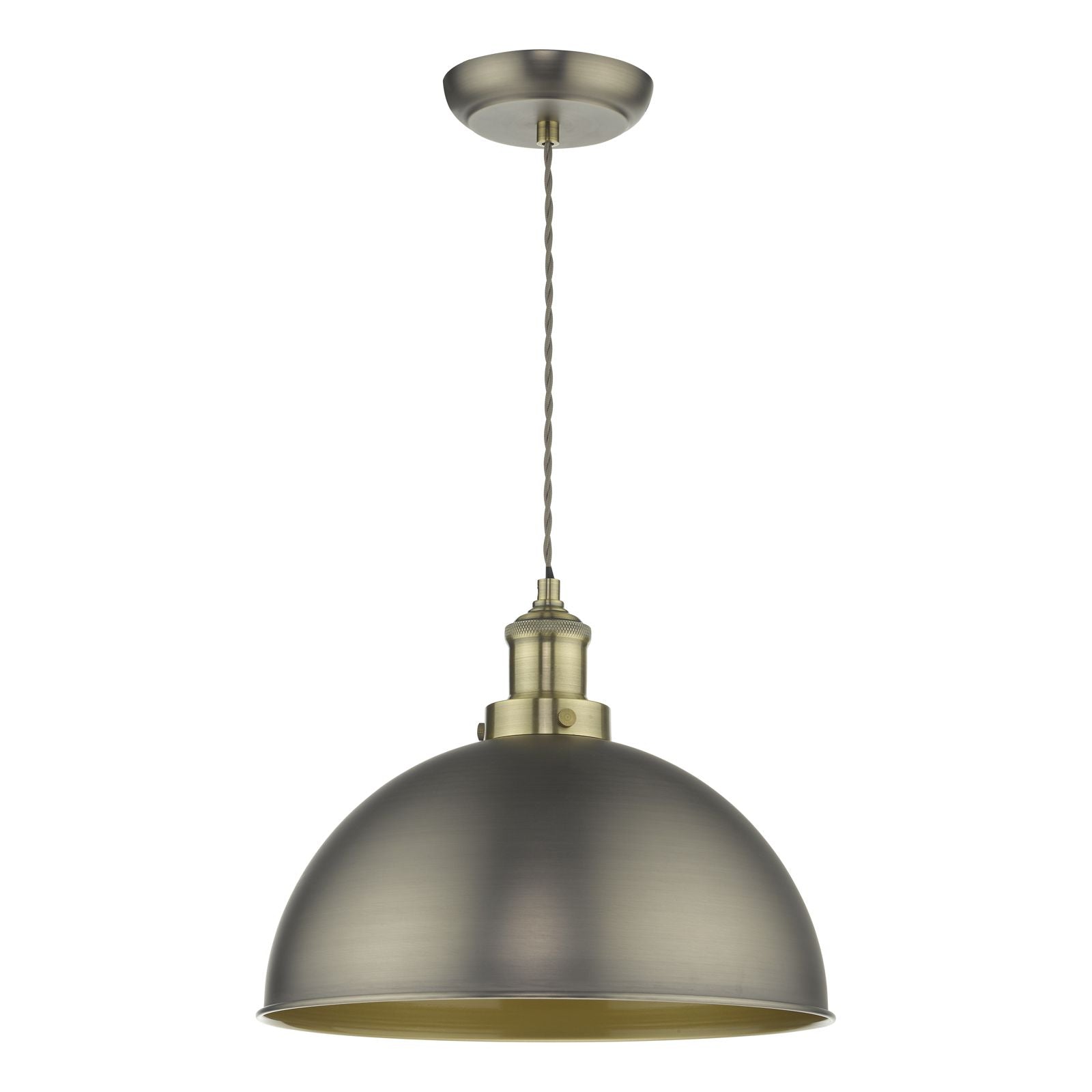 Governor Pendant Light Antique Chrome with Brass Detail