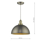 Governor Pendant Light Antique Chrome with Brass Detail