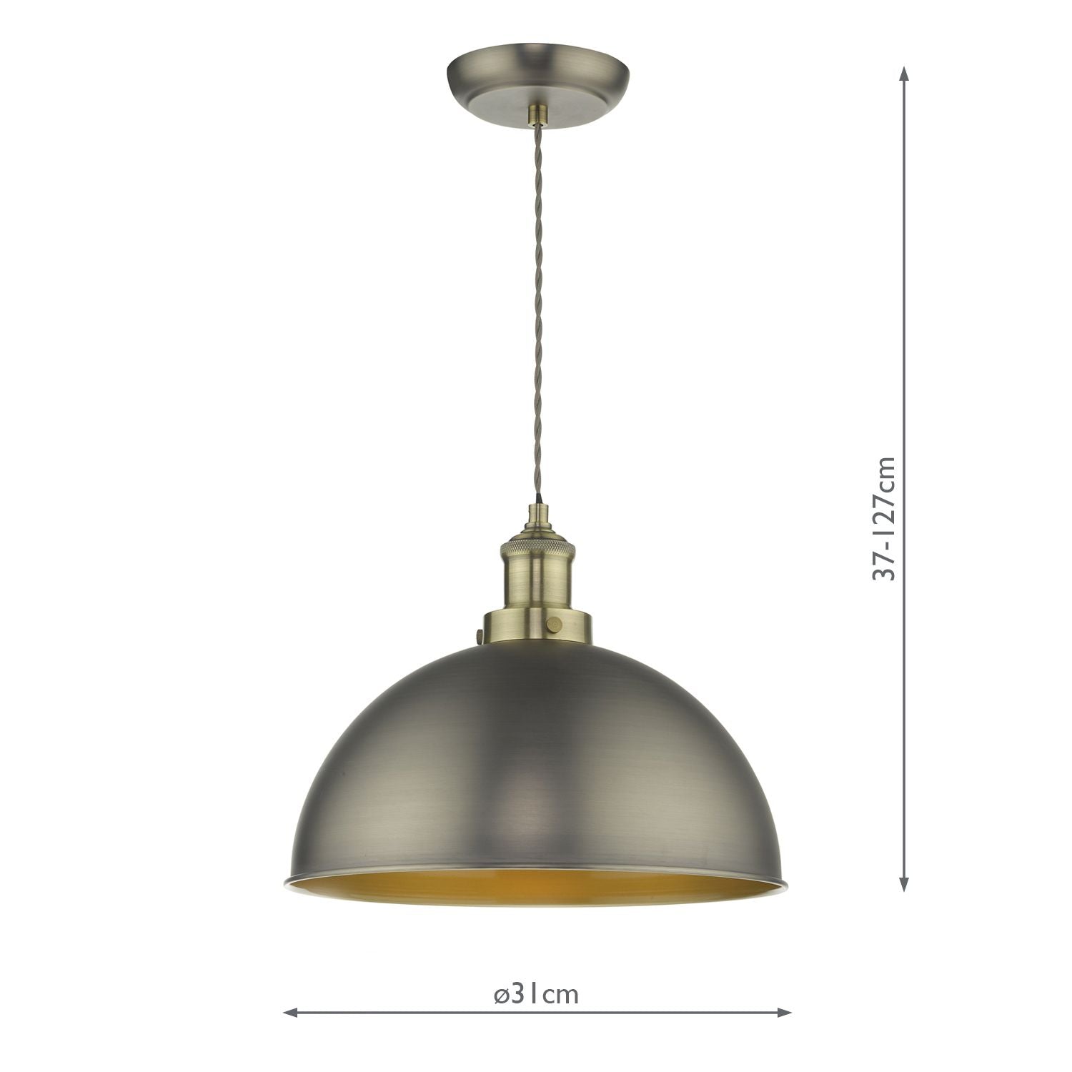 Governor Pendant Light Antique Chrome with Brass Detail
