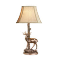 Gulliver Deer Table Lamps in Aged Brass With Shade