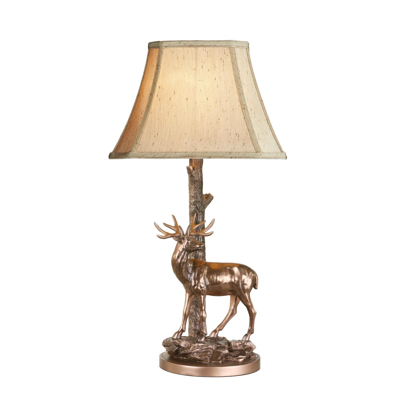 Gulliver Deer Table Lamps in Aged Brass With Shade