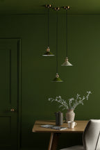 Hadano 1 Light Pendant Natural Brass With Olive Green Shade