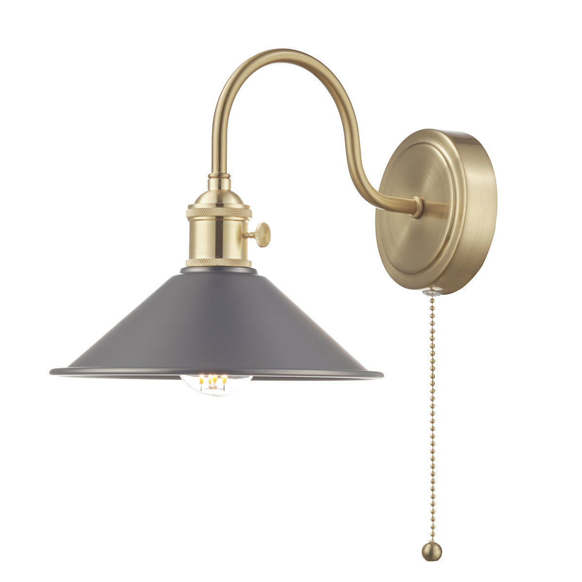 Hadano Wall Light Brass With Antique Pewter Shade