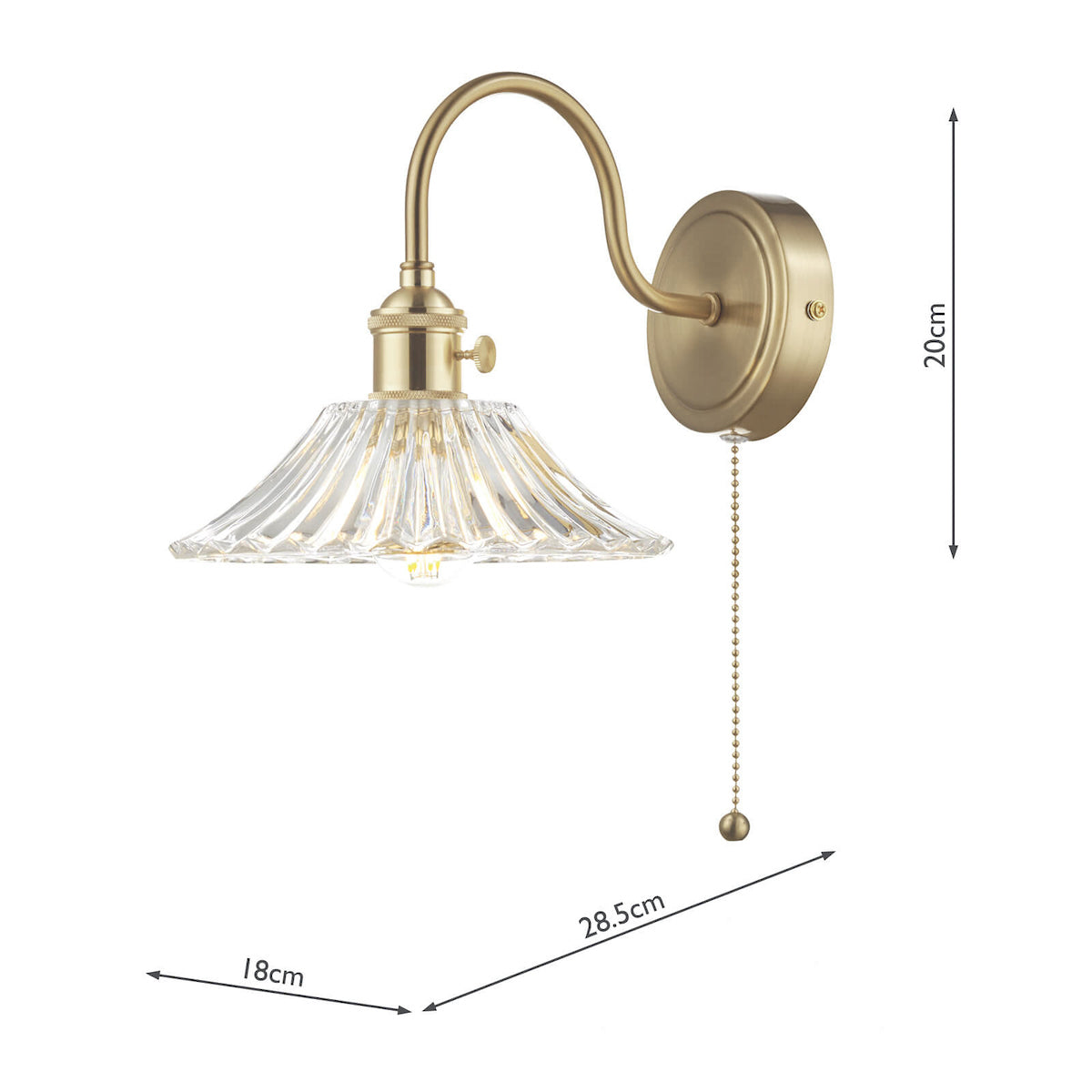 Hadano Wall Light Brass With Clear Flared Glass Shade