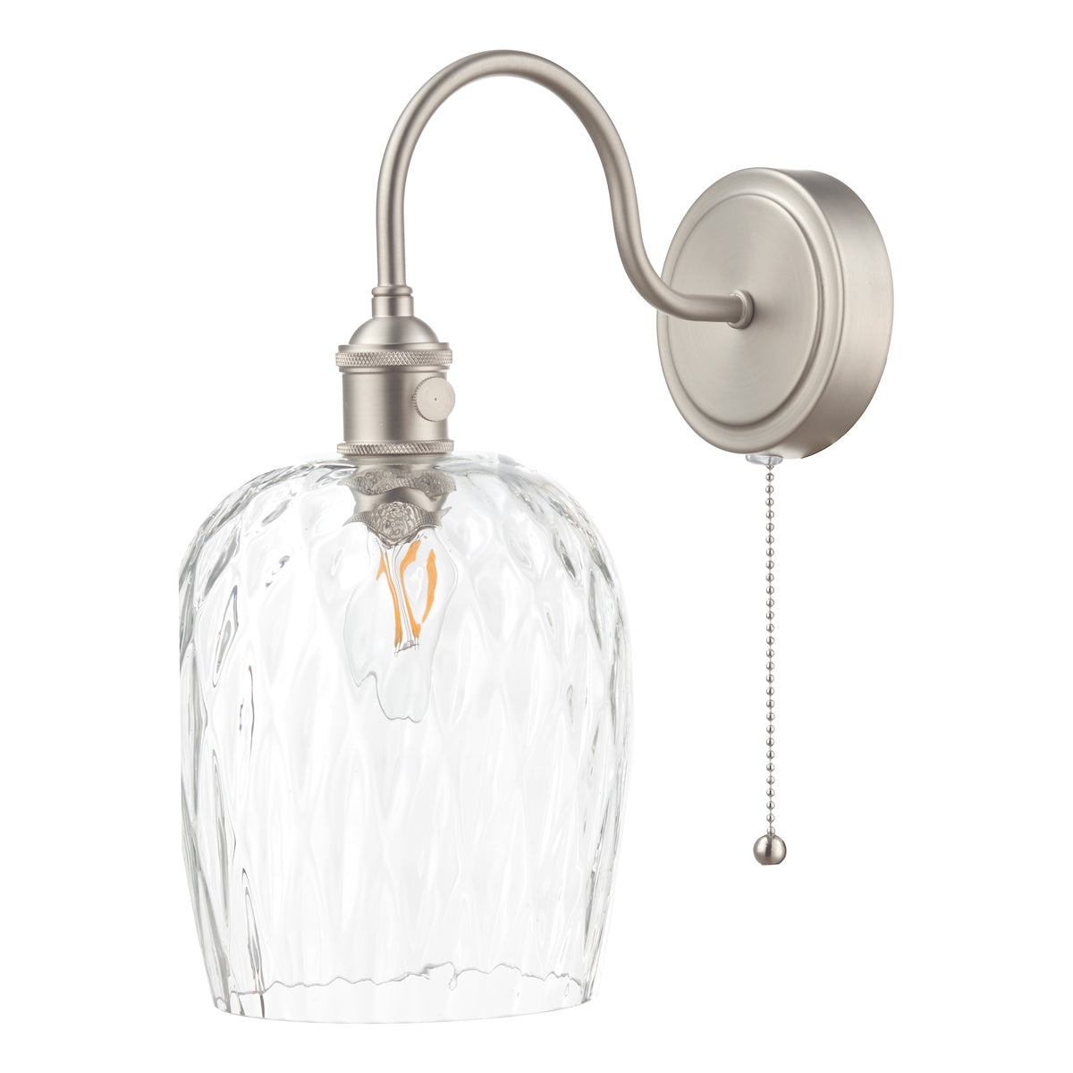 Hadano Wall Light Antique Chrome With Clear Dimpled Glass Shade