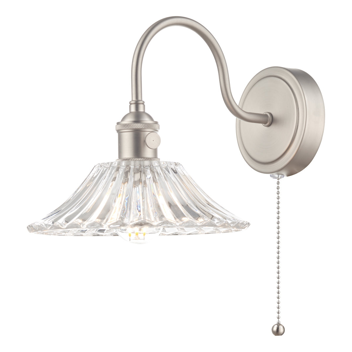 Hadano Wall Light Antique Chrome With Clear Flared Glass shade