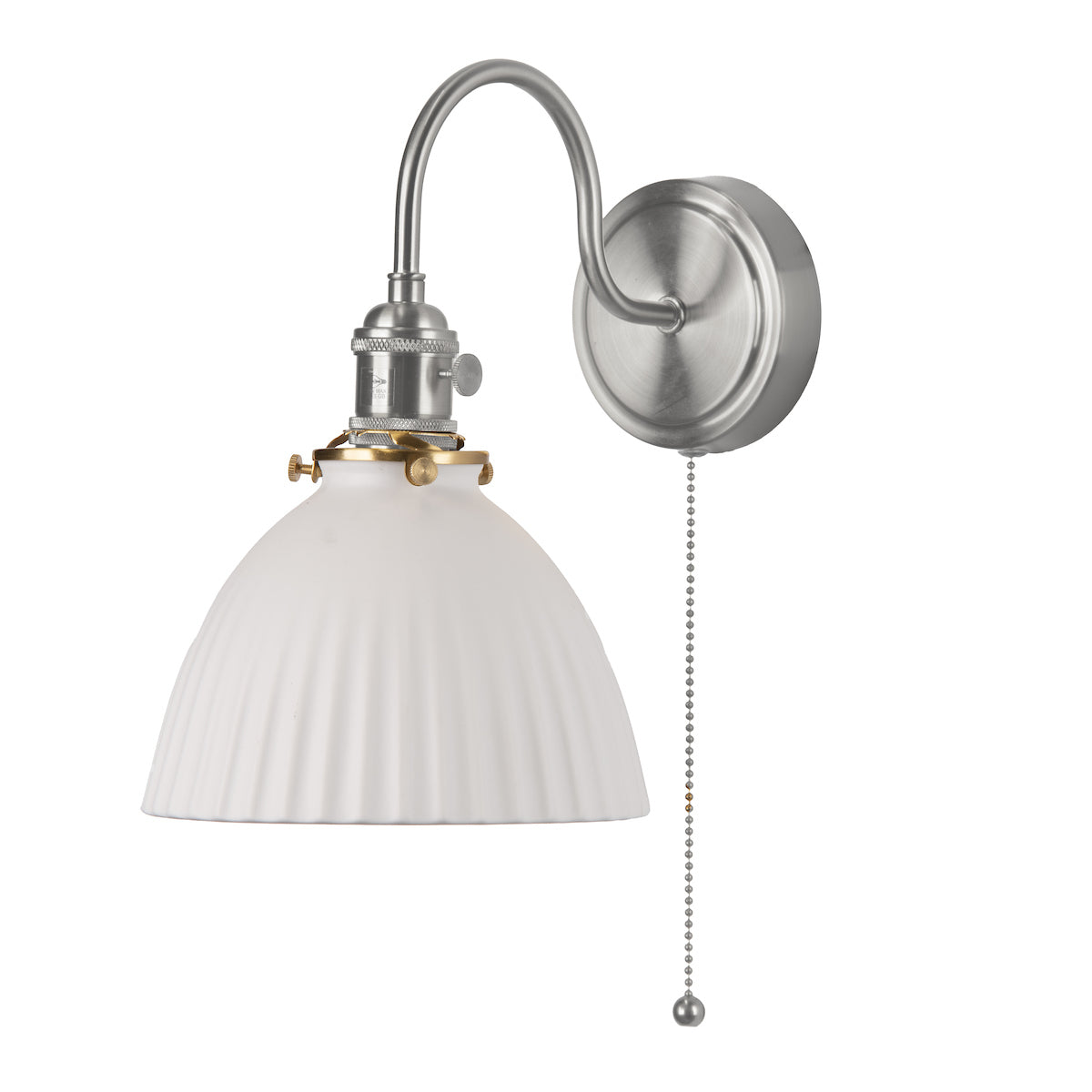 Hadano Wall Light Antique Chrome & Ceramic Domed Shade