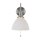 Hadano Wall Light Antique Chrome & Ceramic Domed Shade