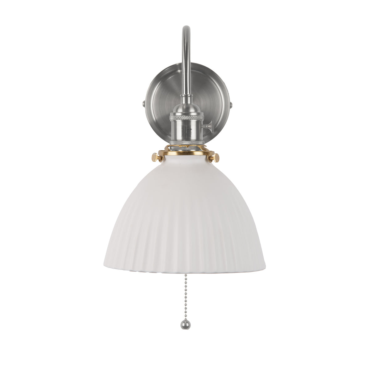 Hadano Wall Light Antique Chrome & Ceramic Domed Shade