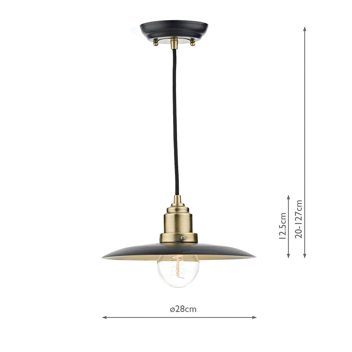Hannover 1 Light Pendant Black Antique Brass