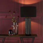 Hebron Table Lamp Black Ceramic With Shade