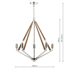 Hotel 5 Light Pendant Polished Nickel Wood