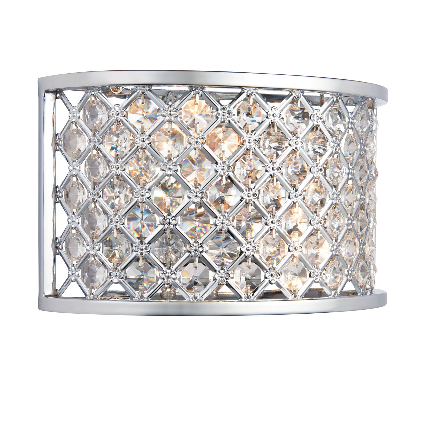 Hudson 2-Light Polished Chrome Crystal Wall Light