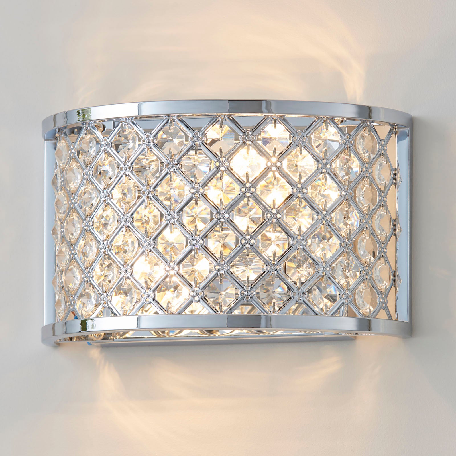 Hudson 2-Light Polished Chrome Crystal Wall Light