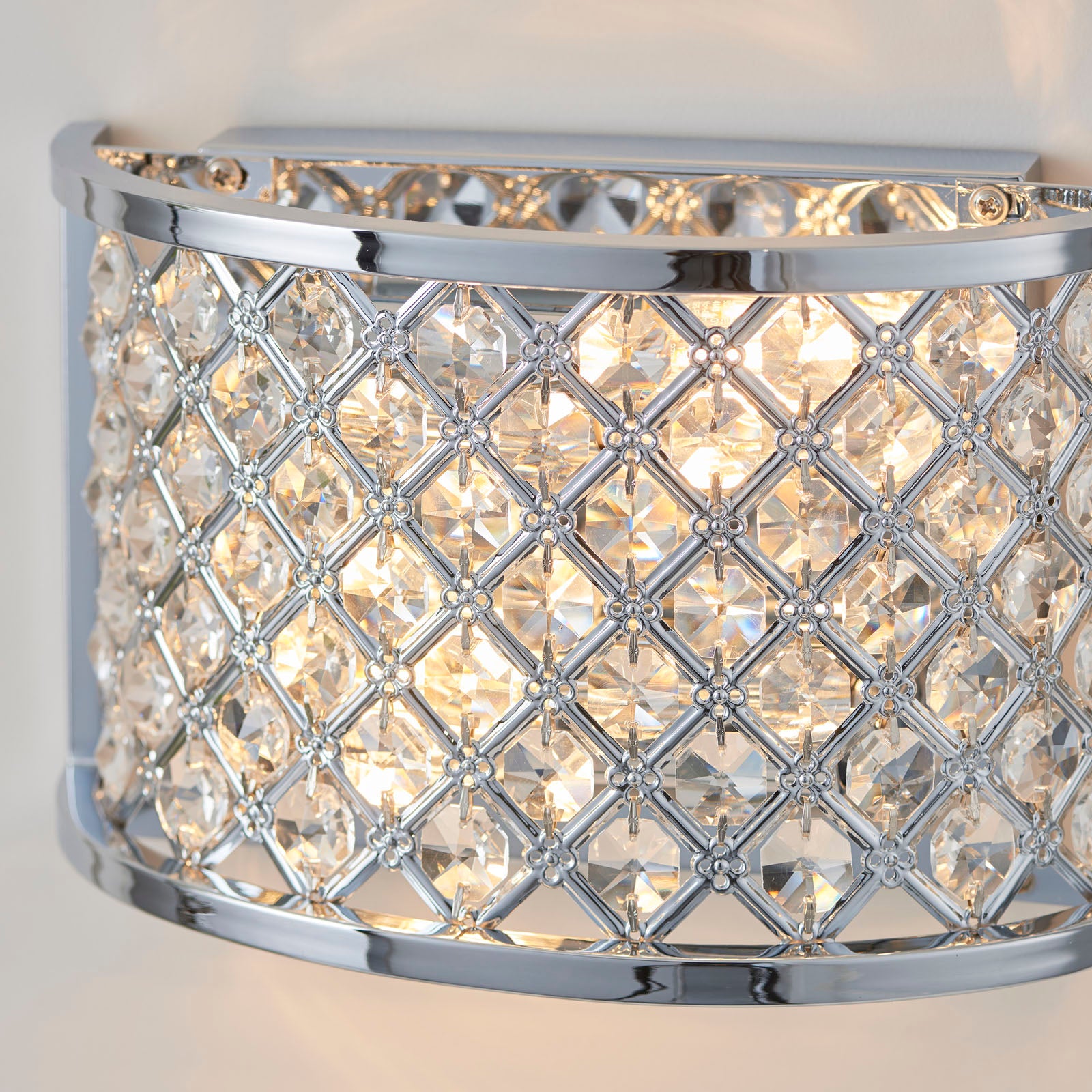 Hudson 2-Light Polished Chrome Crystal Wall Light