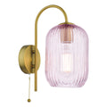 Idra Wall Light Aged Bronze and Pink Ribbed Glass