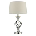 Iffley Touch Table Lamp Polished Chrome Twist Cage Base With Shade - Small