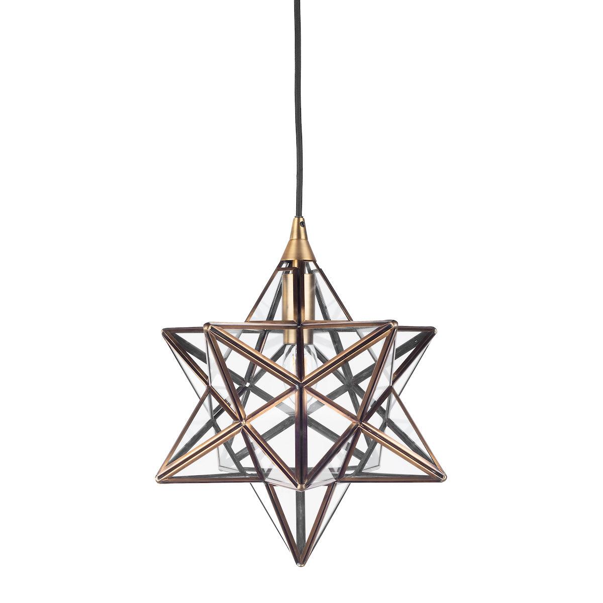 Ilario Small Star Pendant Antique Brass Glass