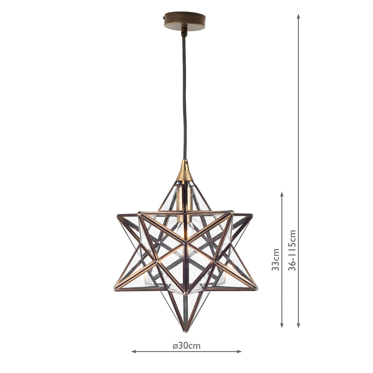 Ilario Small Star Pendant Antique Brass Glass