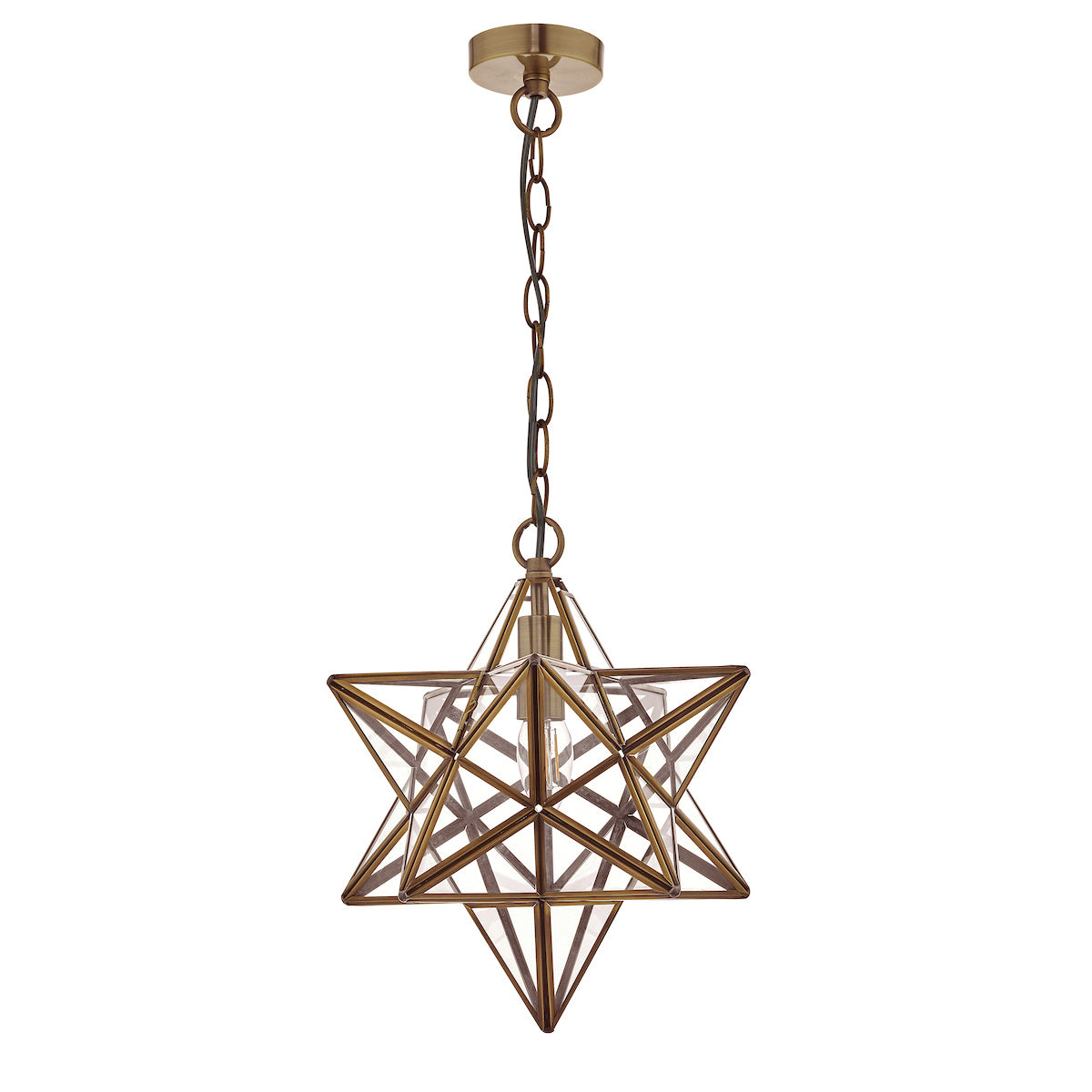 Ilario Large Star Pendant Antique Brass & Glass