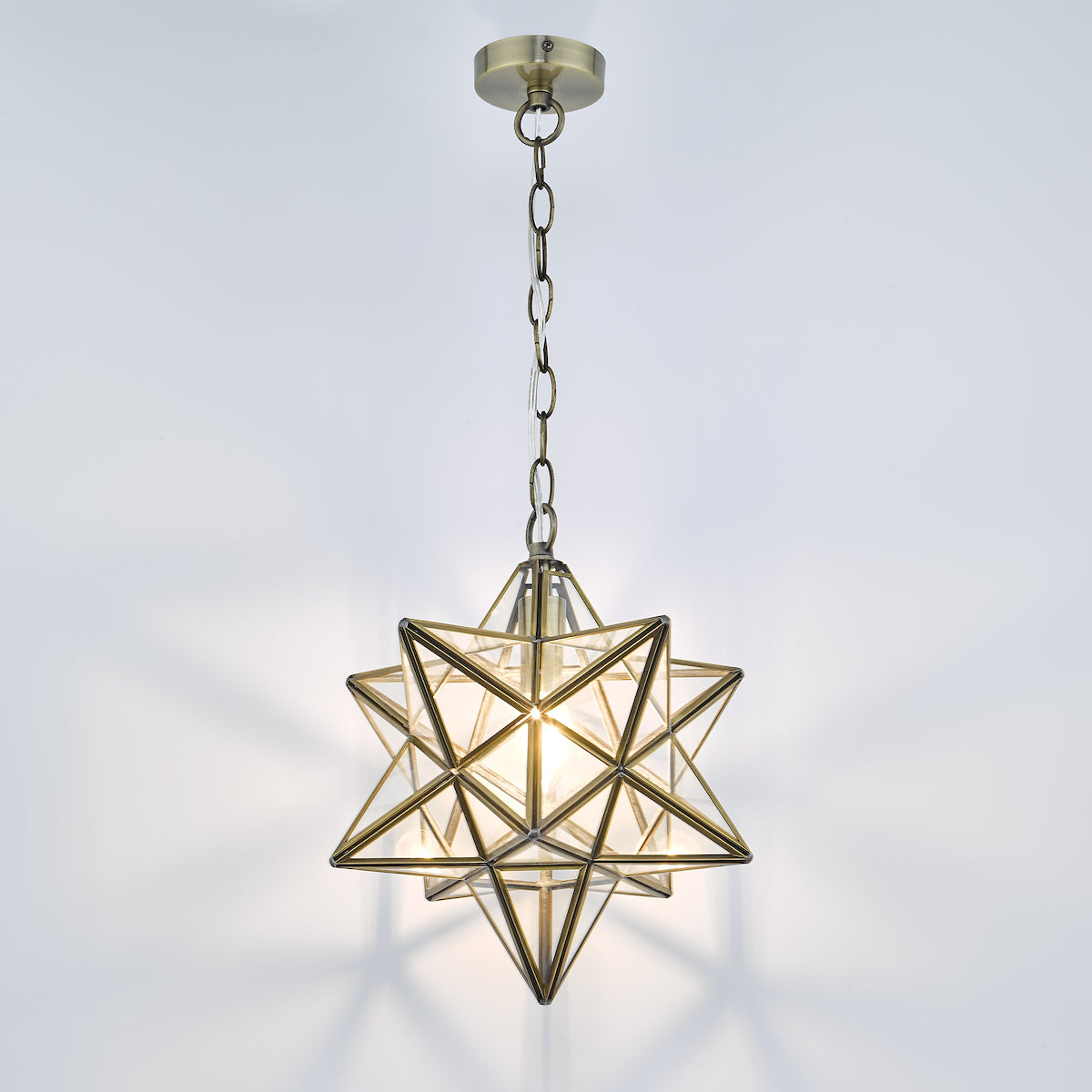 Ilario Large Star Pendant Antique Brass & Glass