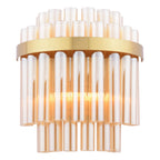 Imani 2 Light Wall Light Natural Brass and Champagne Ribbed Glass