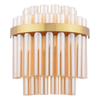 Imani 2 Light Wall Light Natural Brass and Champagne Ribbed Glass