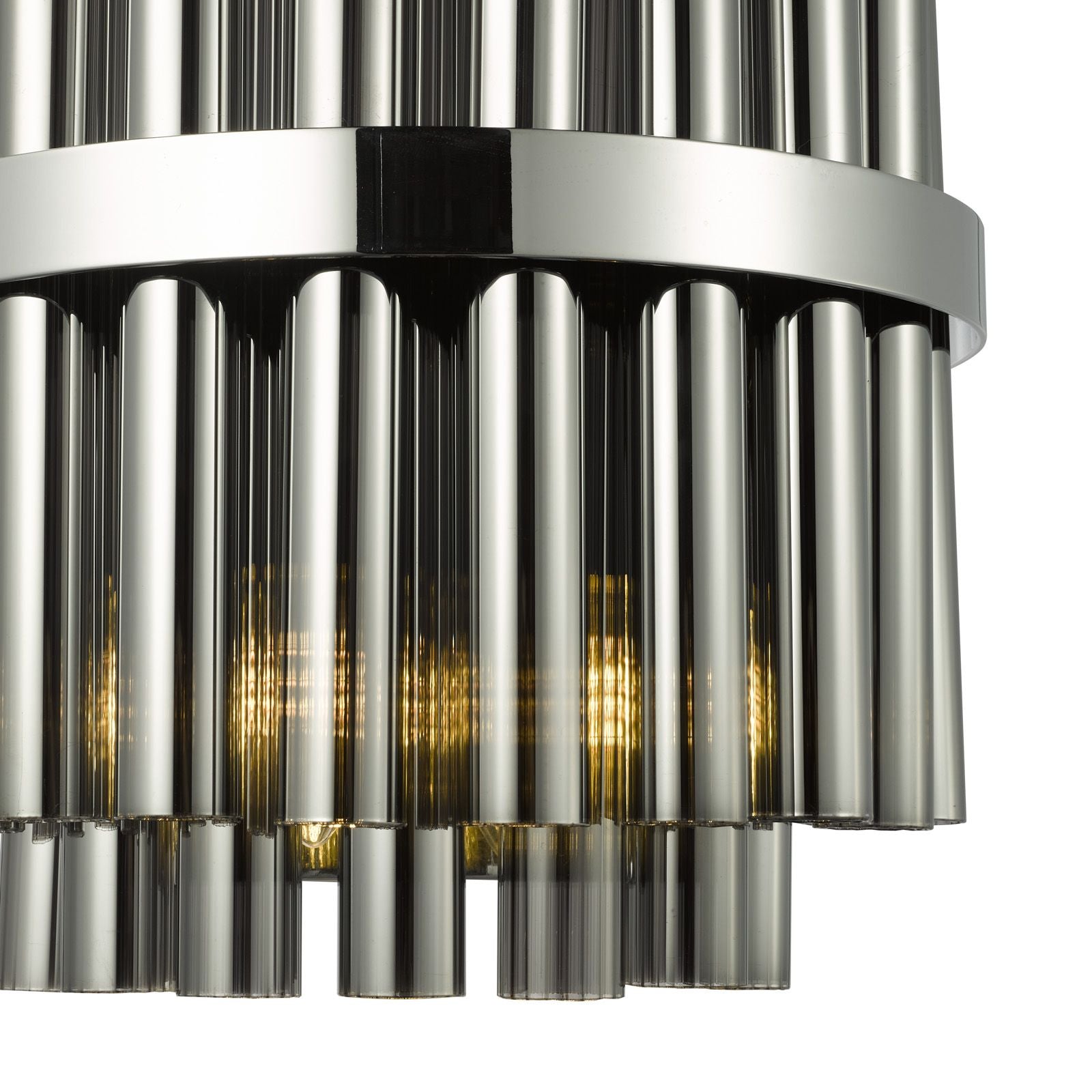 Imani 2 Light Wall Light Polished Chrome and Smoked Ribbed Glass