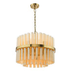 Imani 12 Light Pendant Natural Brass and Champagne Ribbed Glass