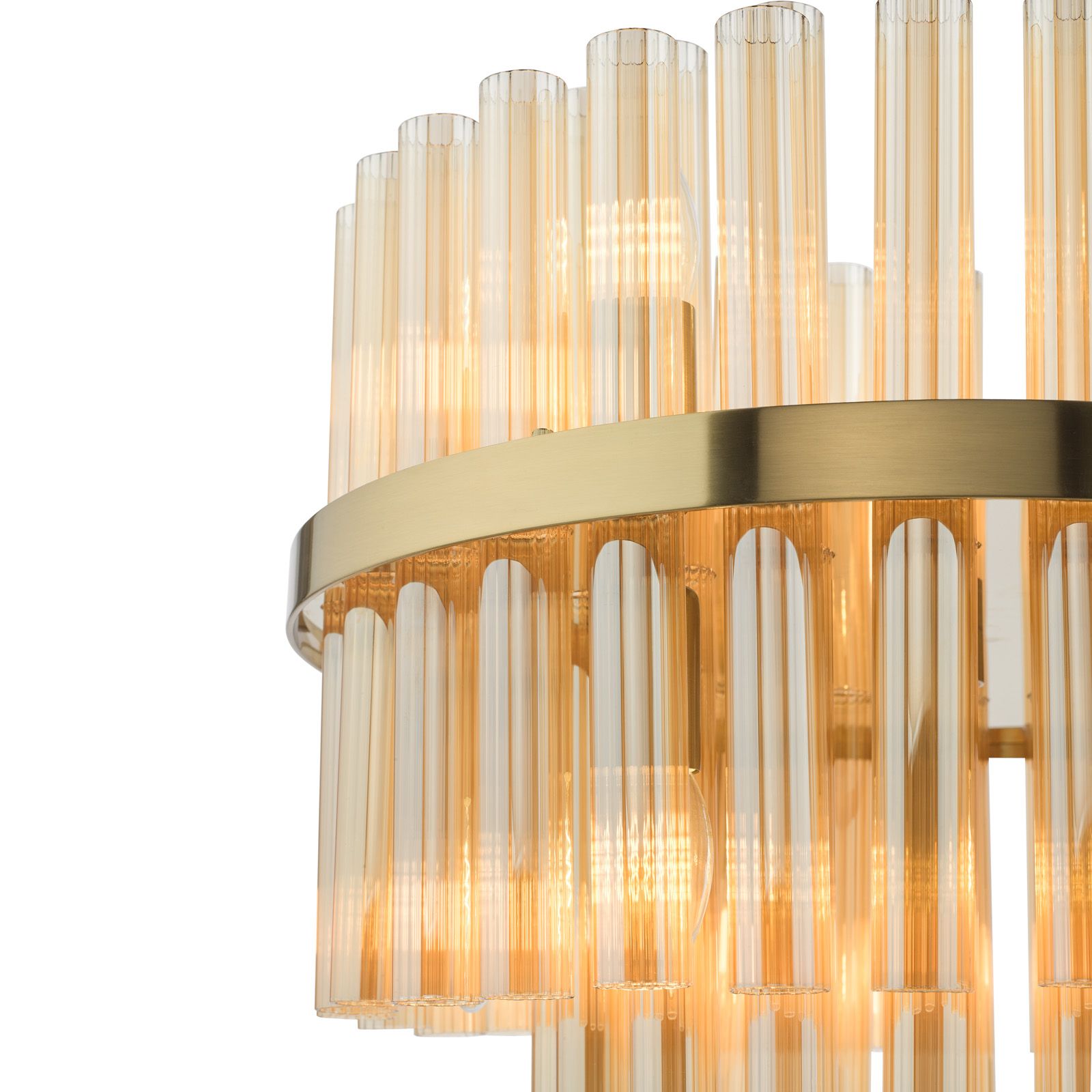 Imani 12 Light Pendant Natural Brass and Champagne Ribbed Glass