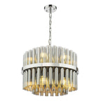 Imani 12 Light Pendant Polished Chrome and Smoked Ribbed Glass