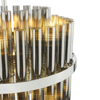 Imani 12 Light Pendant Polished Chrome and Smoked Ribbed Glass