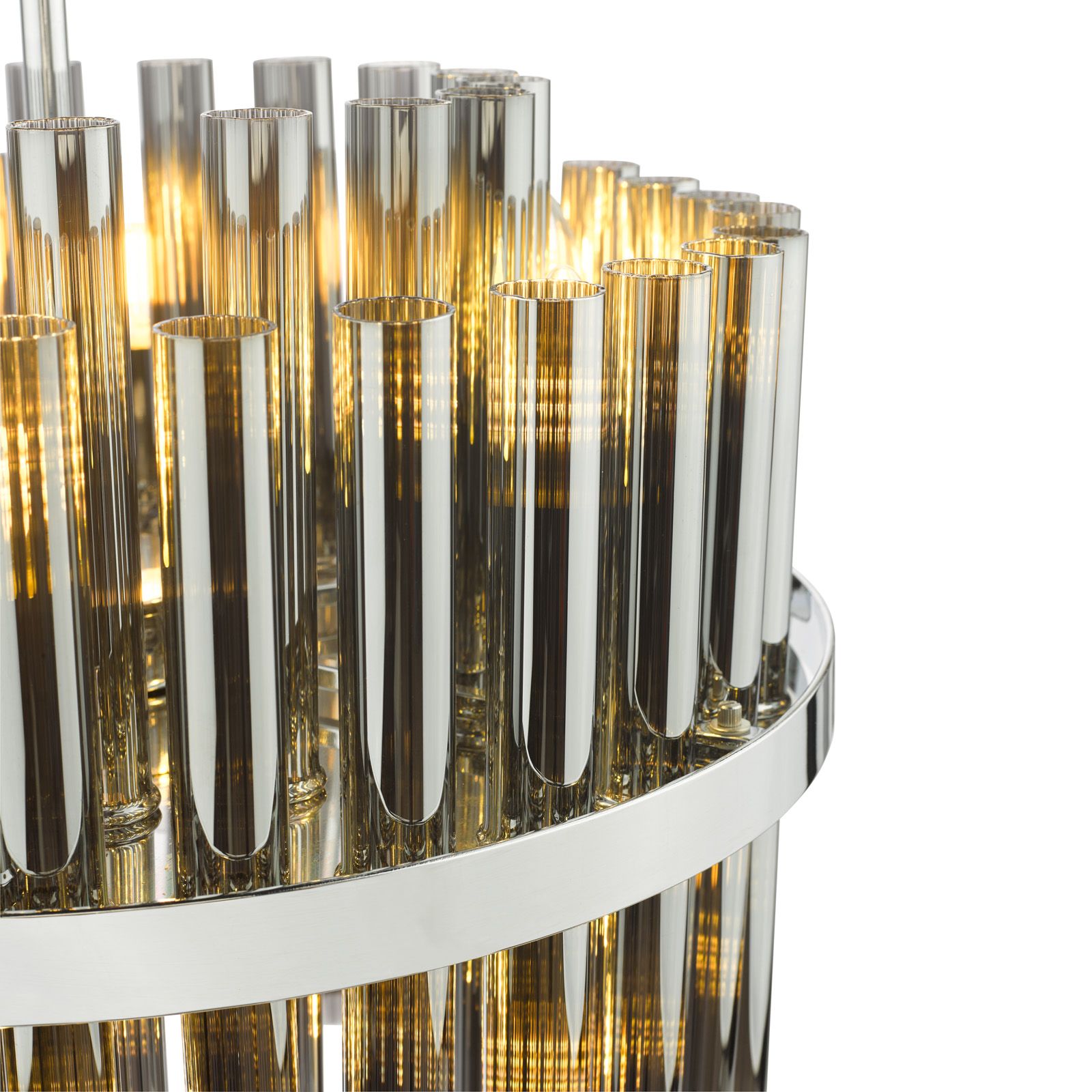 Imani 12 Light Pendant Polished Chrome and Smoked Ribbed Glass