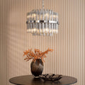 Imani 12 Light Pendant Polished Chrome and Smoked Ribbed Glass