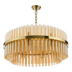 Imani 16 Light Pendant Natural Brass and Champagne Ribbed Glass