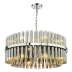 Imani 16 Light Pendant Polished Chrome and Smoked Ribbed Glass